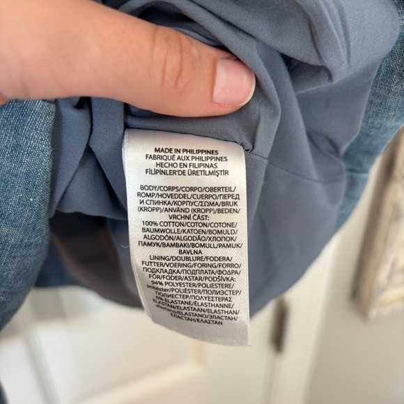 Lauren Ralph Lauren Woman Double Breasted Chambray Blazer Gold Blue 18W Plus - Picture 10 of 12